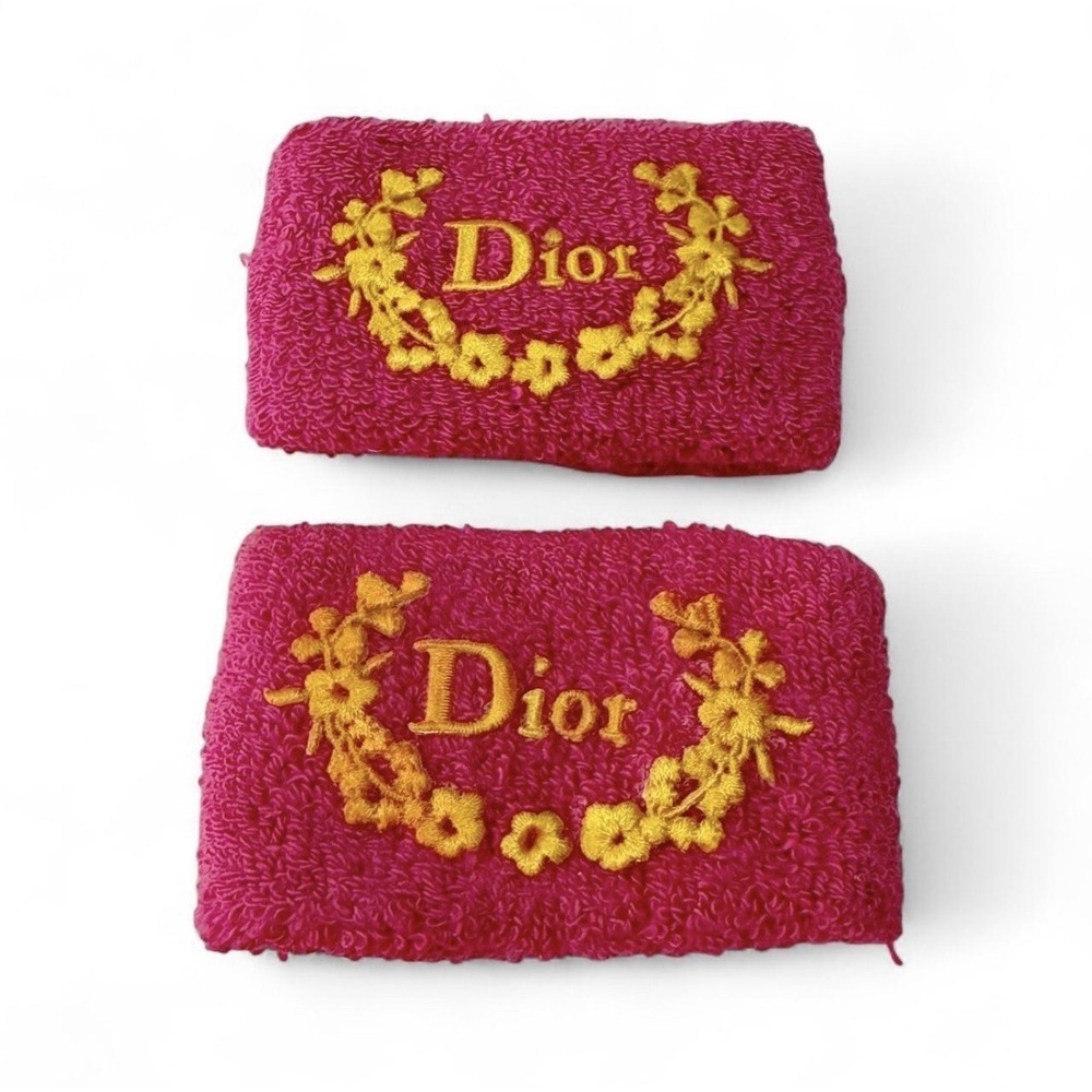 Dior Women's Wristbands Pink & Yellow Color Terry Towel Vintage Y2K